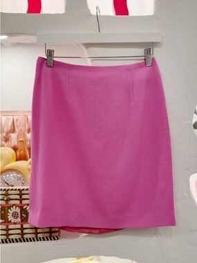 Vintage Hot Pink Wool Pencil Skirt Size XS or S Waist 26”